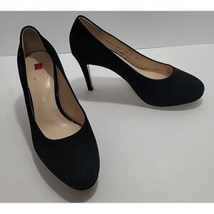 Hogl Black Studio 80 Suede Pump Stiletto Heels Old Money Office Formal Goth‎ Y2K